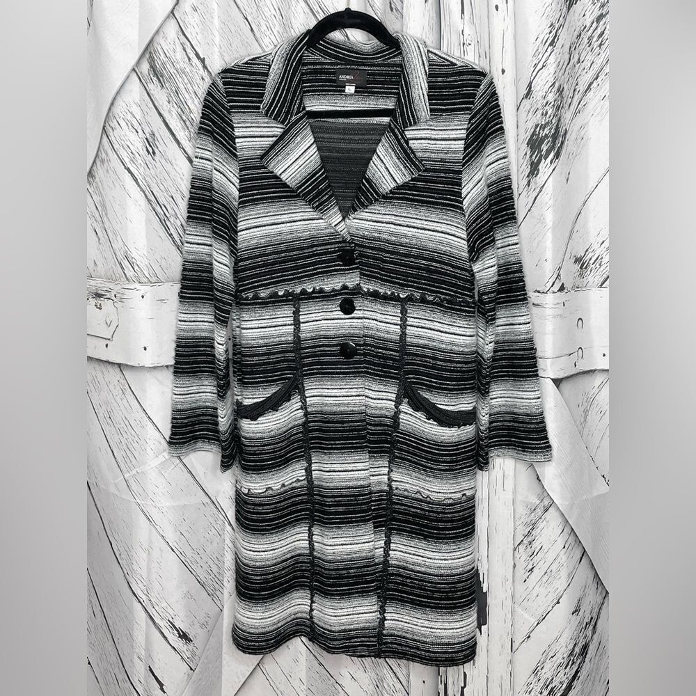 Andria Lieu Collection Cardigan Long Knit Stripes L